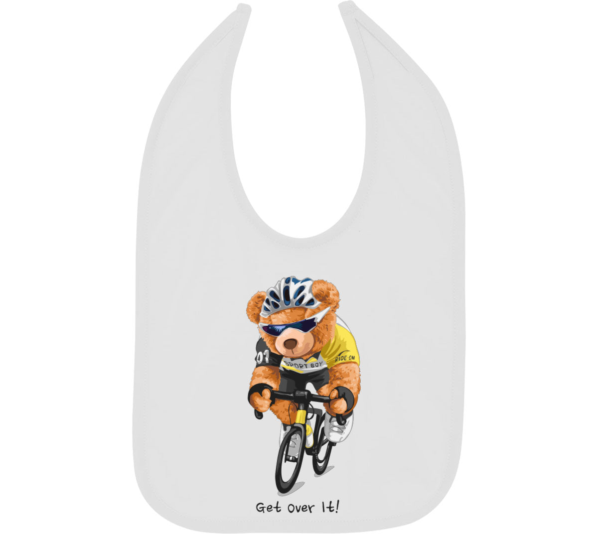 Teddy Bear Biker Get Over It Baby Bib