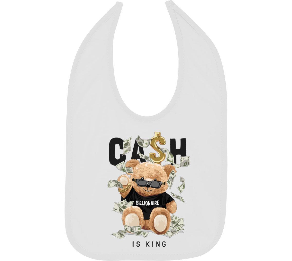 Teddy Bear Cash Billionaire Baby Bib