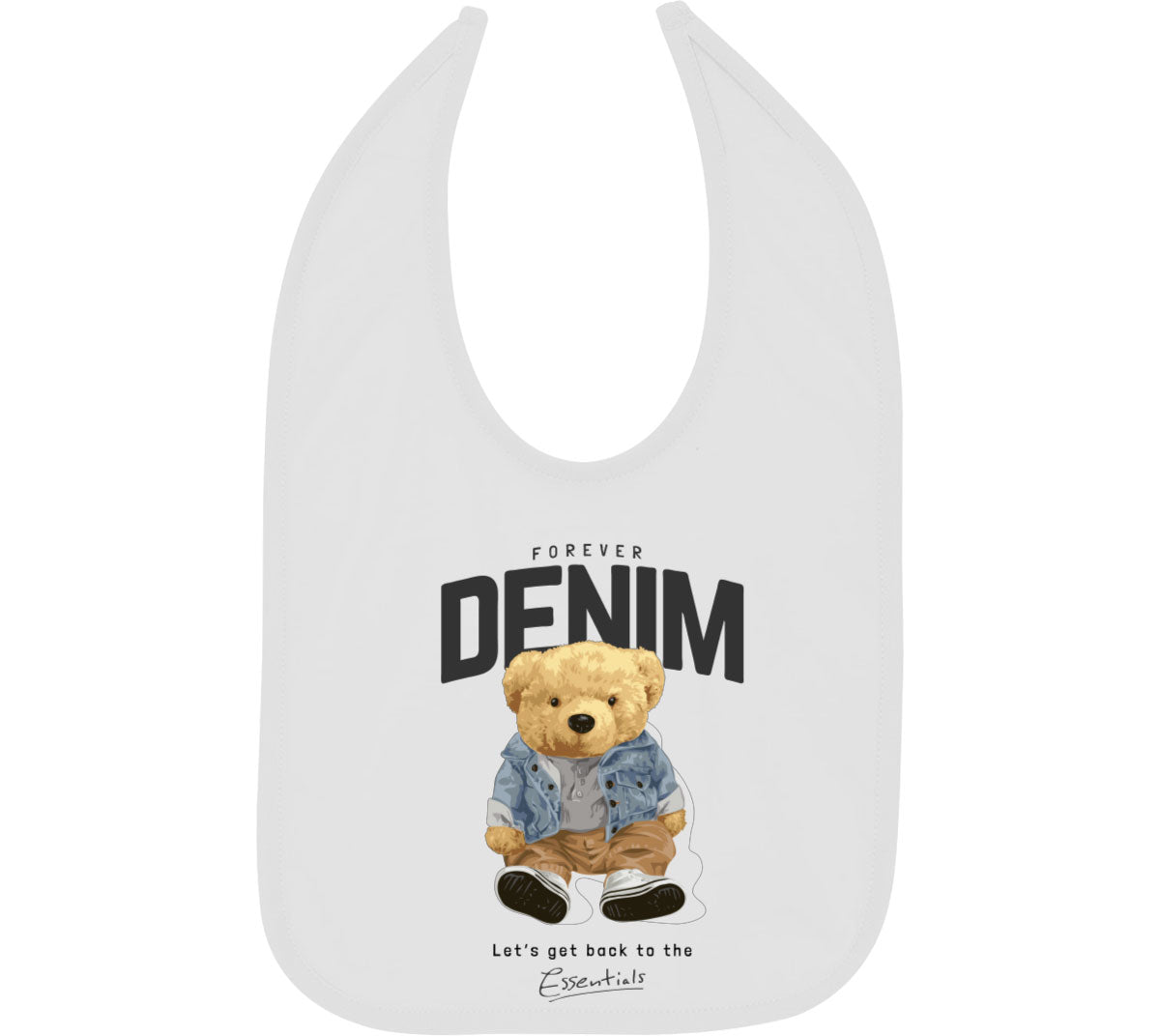 Teddy Bear Forever Denim Baby Bib