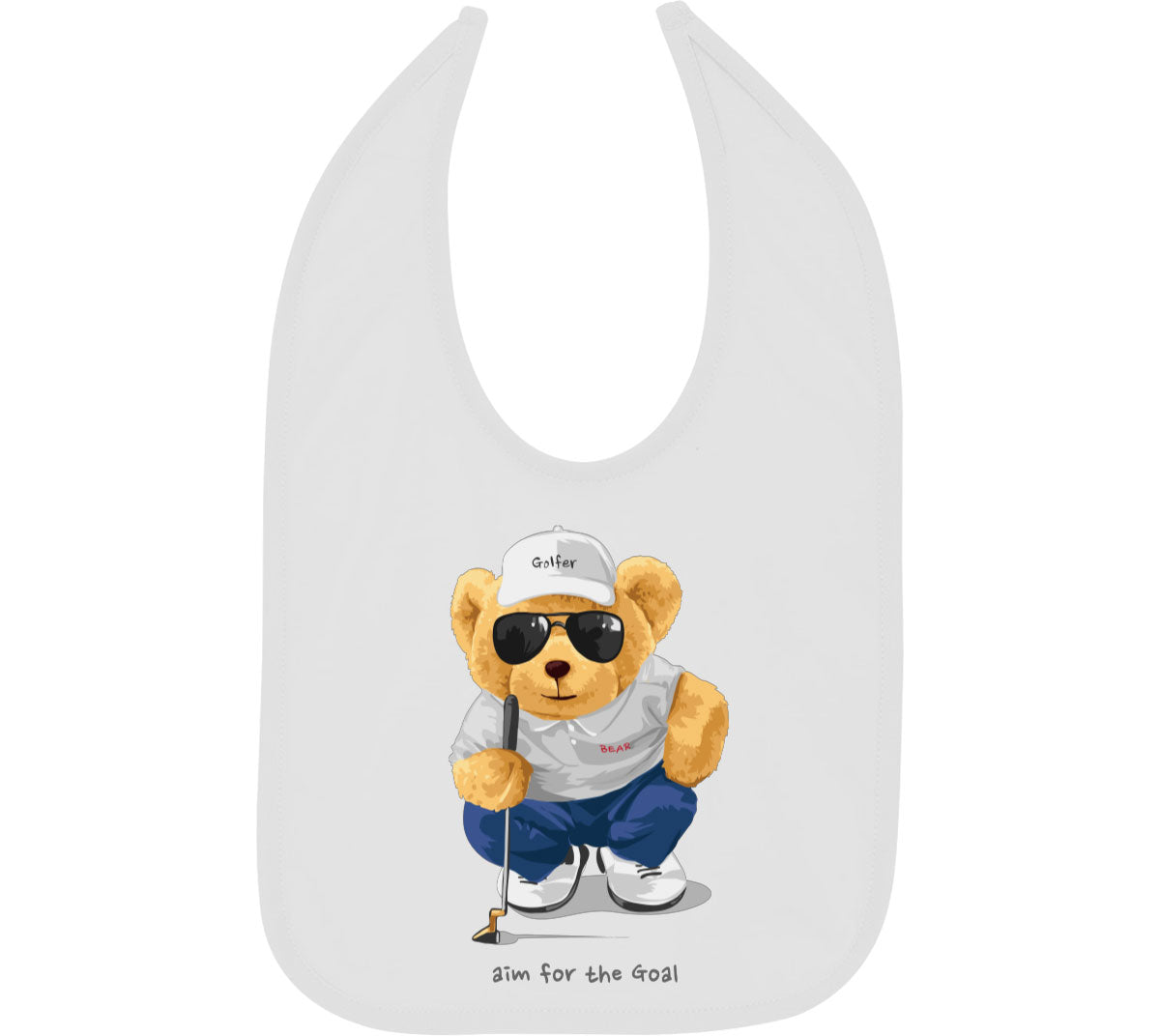 Teddy Bear Golfer Baby Bib