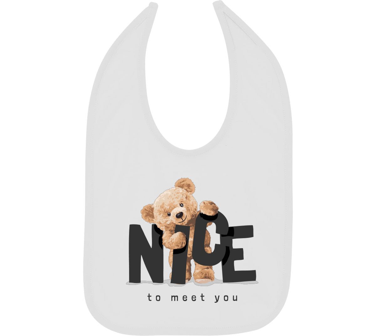 Teddy Bear Nice To Meet You Baby Bib