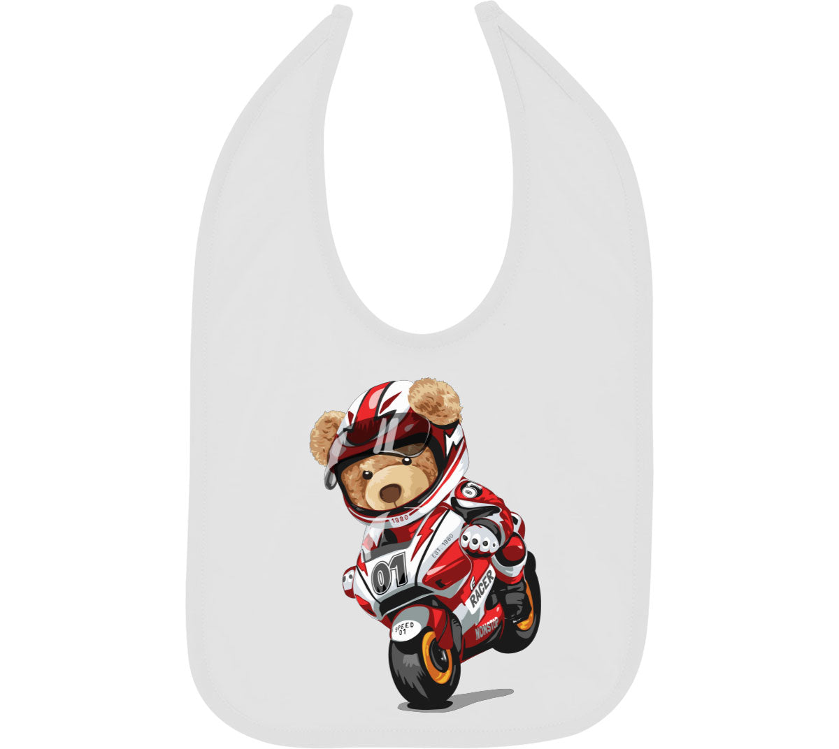 Teddy Bear Motorcycle Baby Bib