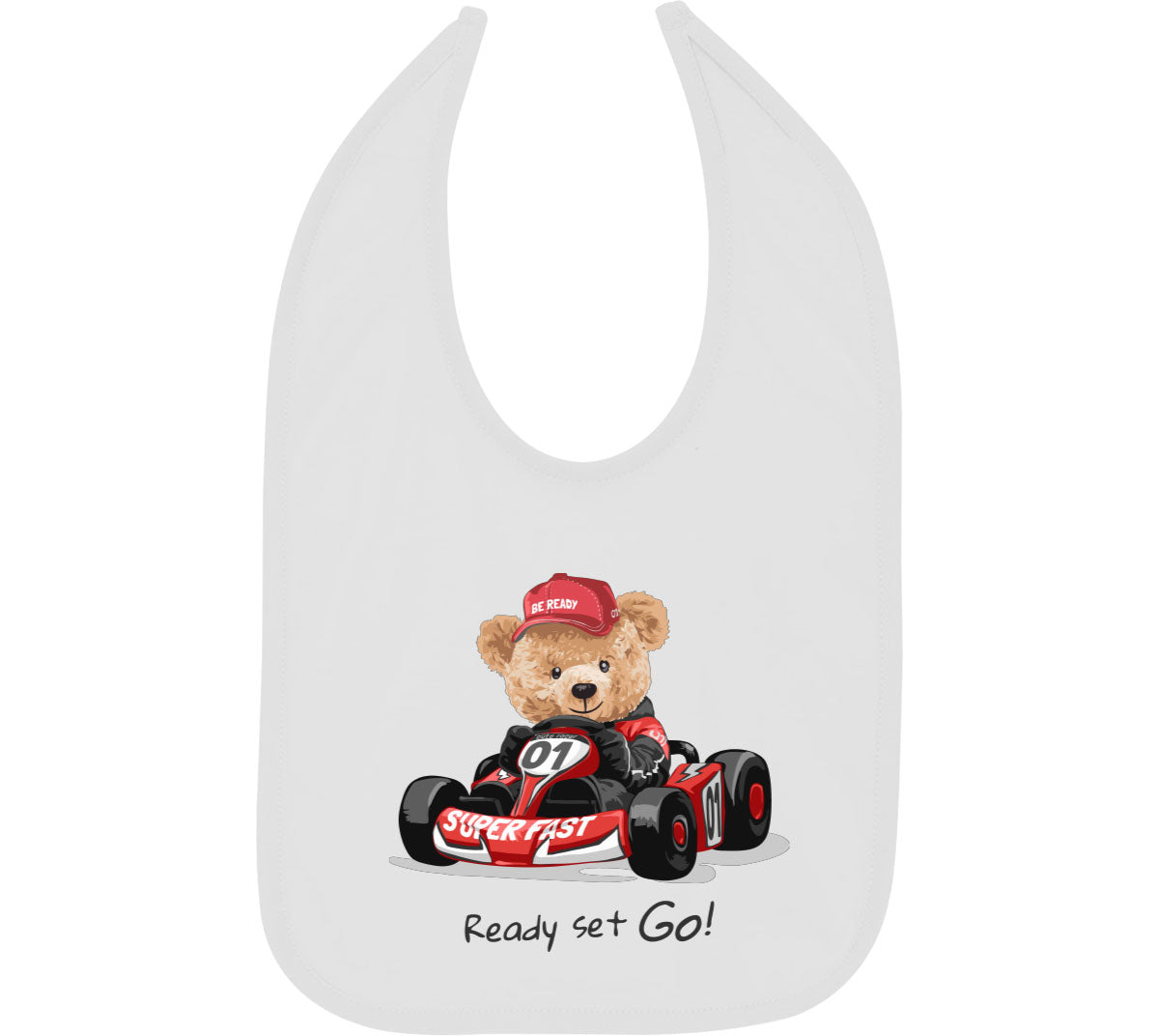 Teddy Bear Racer Baby Bib