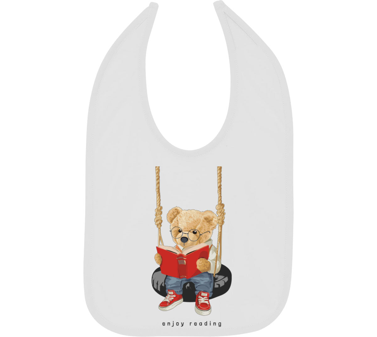 Teddy Bear Reading Baby Bib