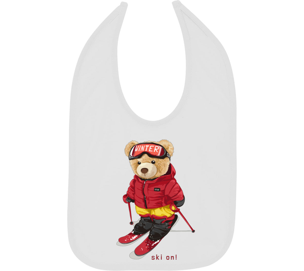 Teddy Bear Snowboarding Baby Bib