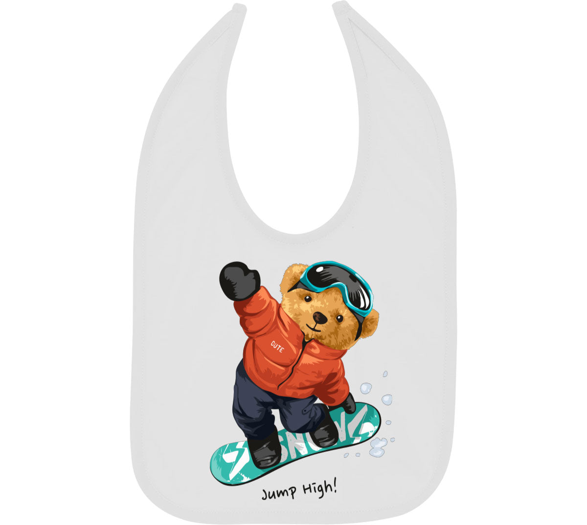 Teddy Bear Ski Board Baby Bib