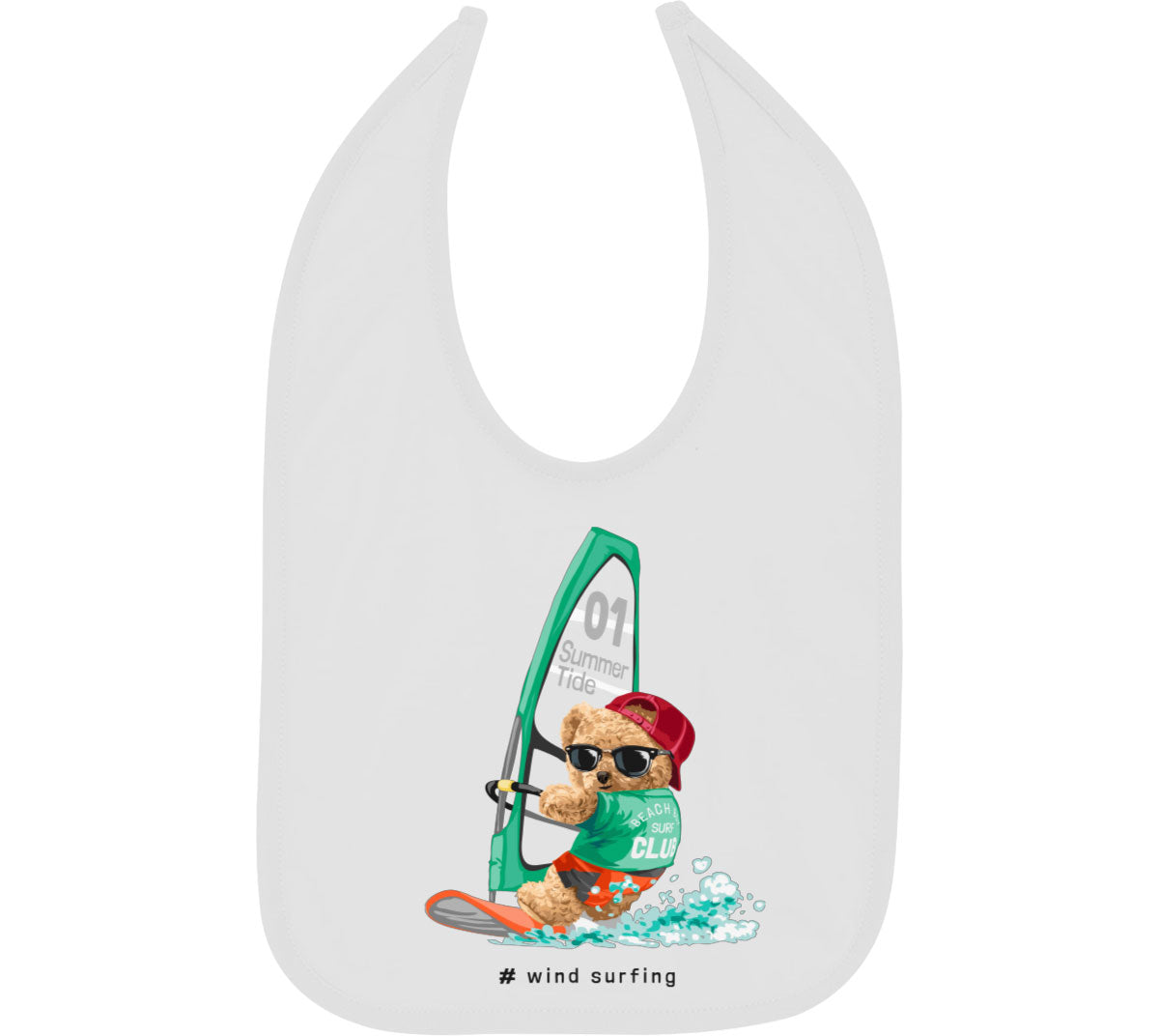 Teddy Bear Surfing Baby Bib