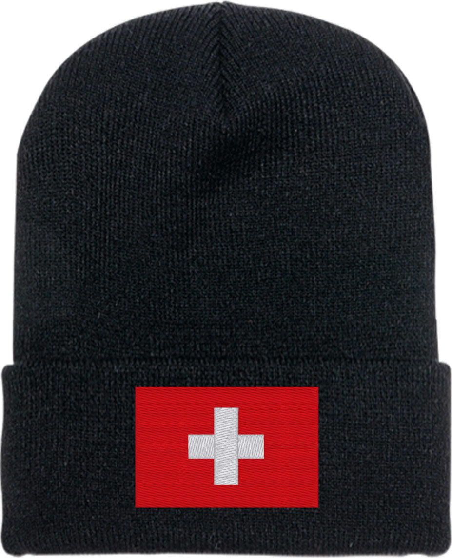 Switzerland Flag Knit Beanie