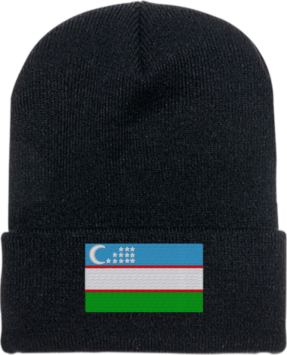 Uzbekistan Flag Knit Beanie