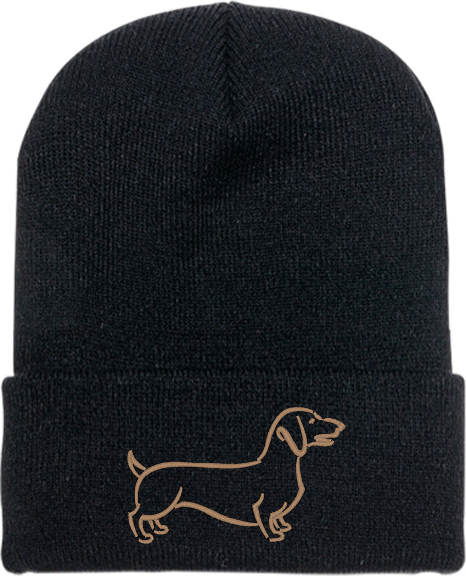 Dachshund Dog Silhouette Knit Beanie