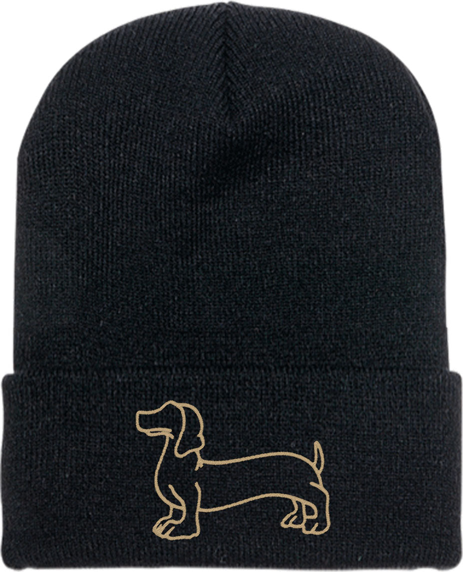 Dachshund Dog Outline Knit Beanie