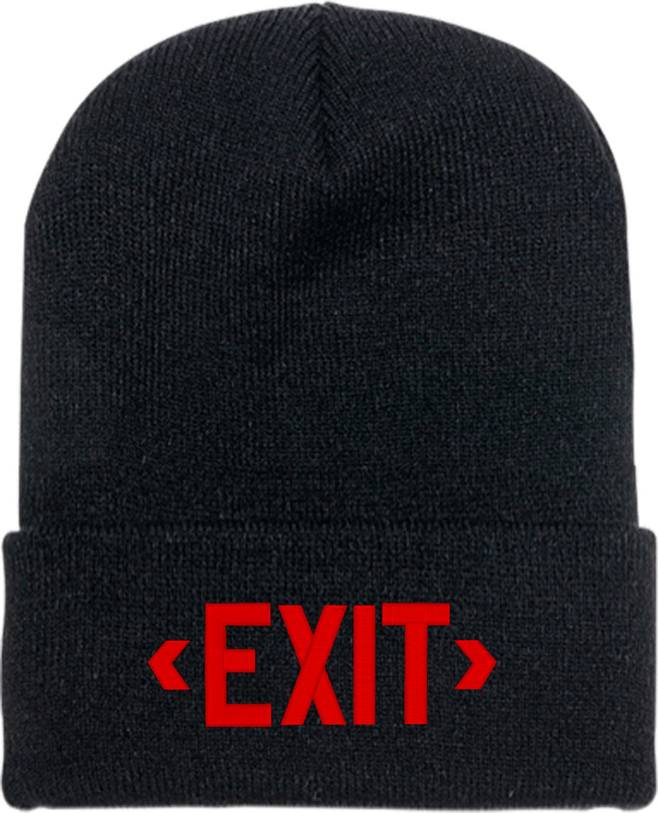 Exit Sign Emergency Sign Knit Beanie