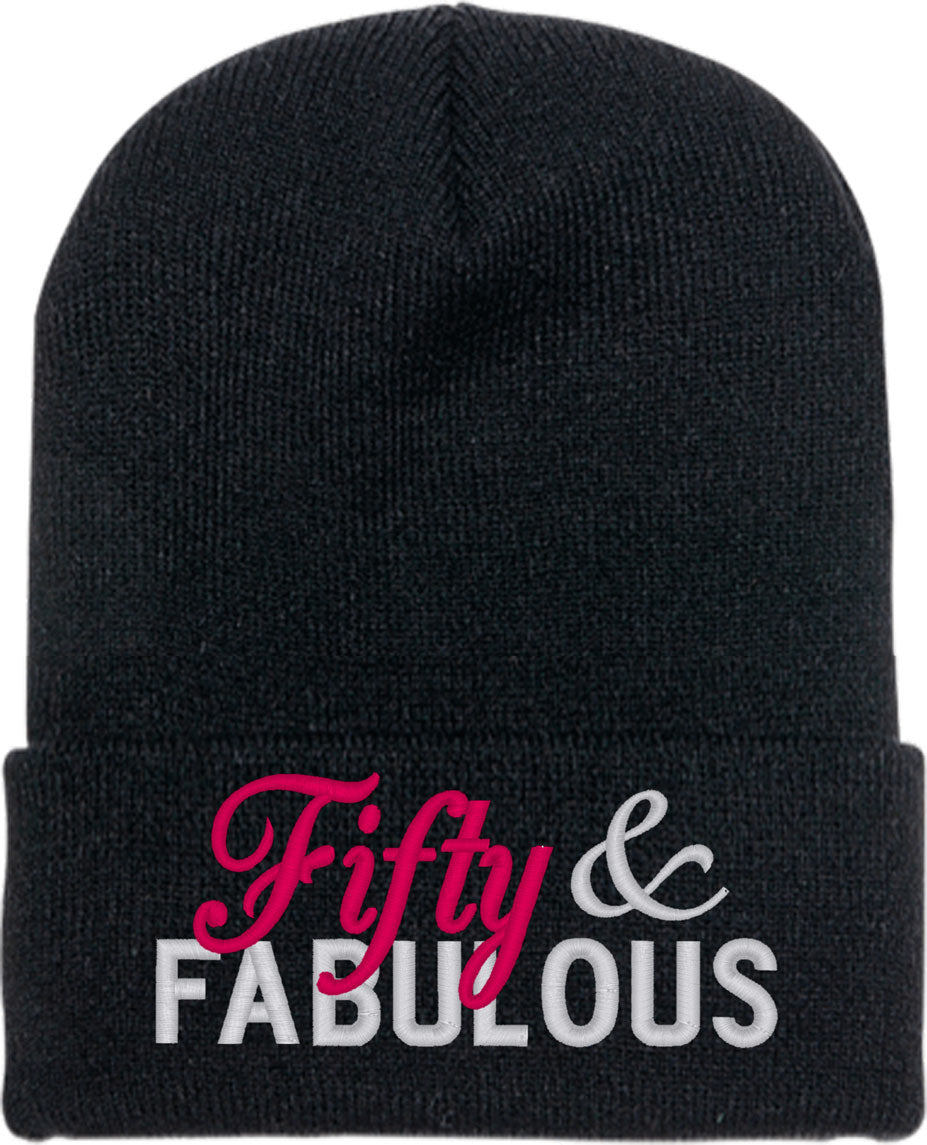 Fifty And Fabulous 50th Birthday Knit Beanie