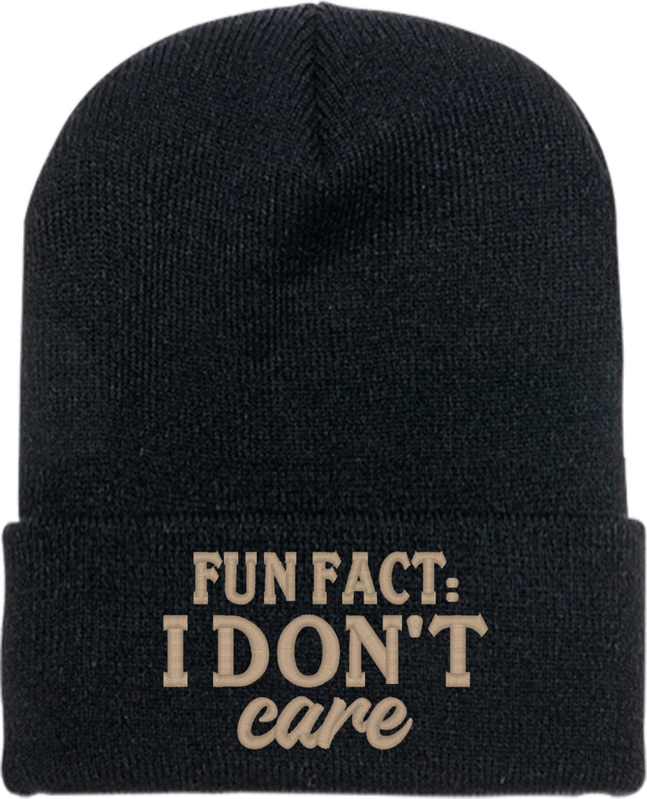 Fun Fact I Don't Care Knit Beanie