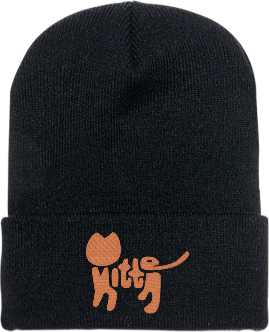 Kitten Cat Typography Knit Beanie