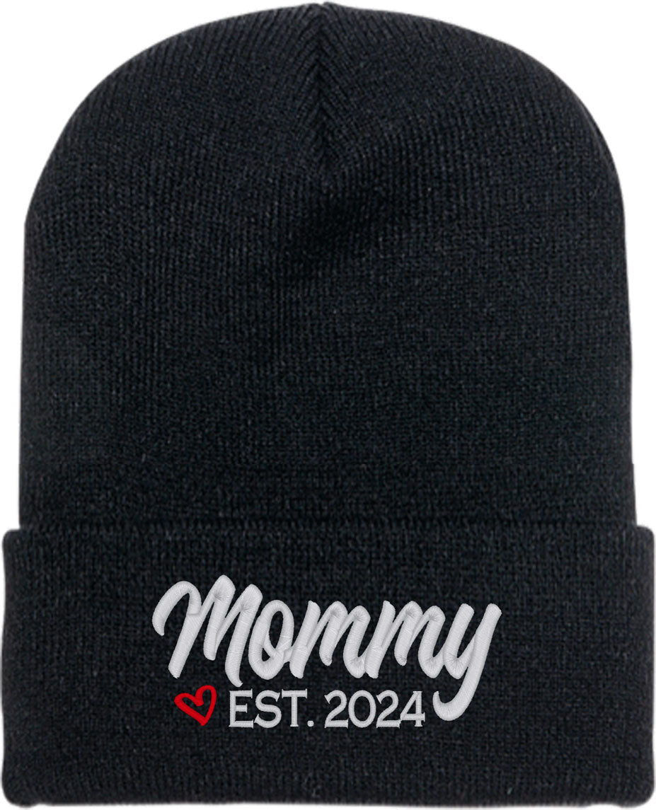 Mommy Established [Custom Year] Mother's Day Knit Beanie