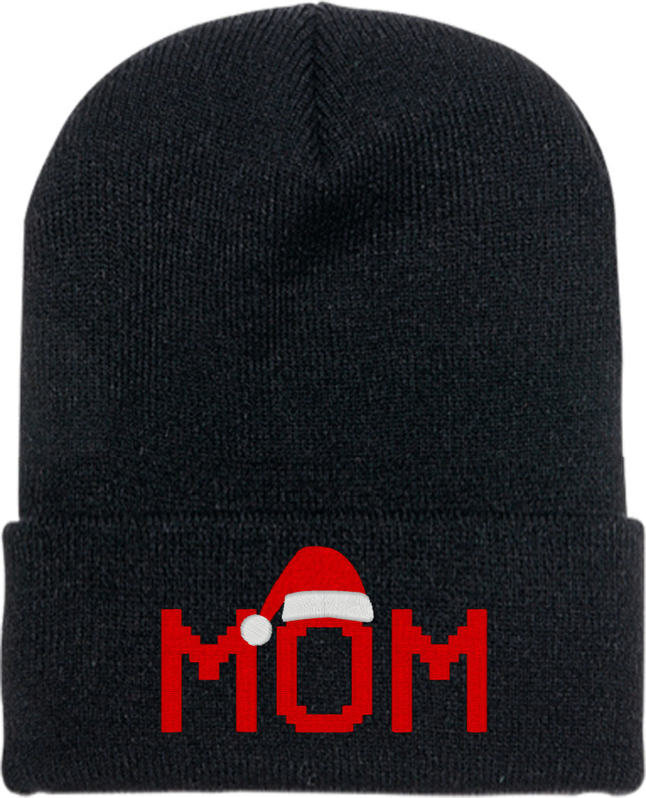 Mom Santa Christmas Family Knit Beanie