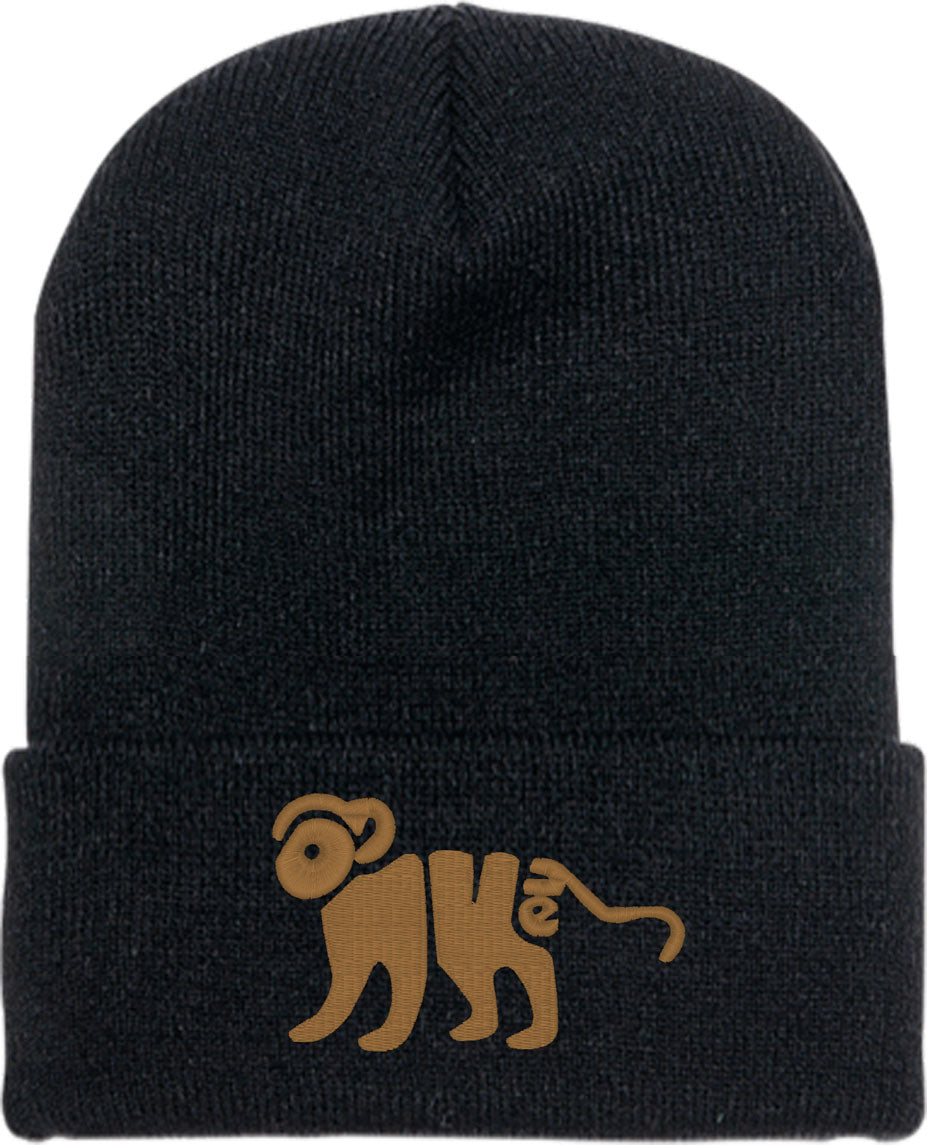 Monkey Typography Knit Beanie