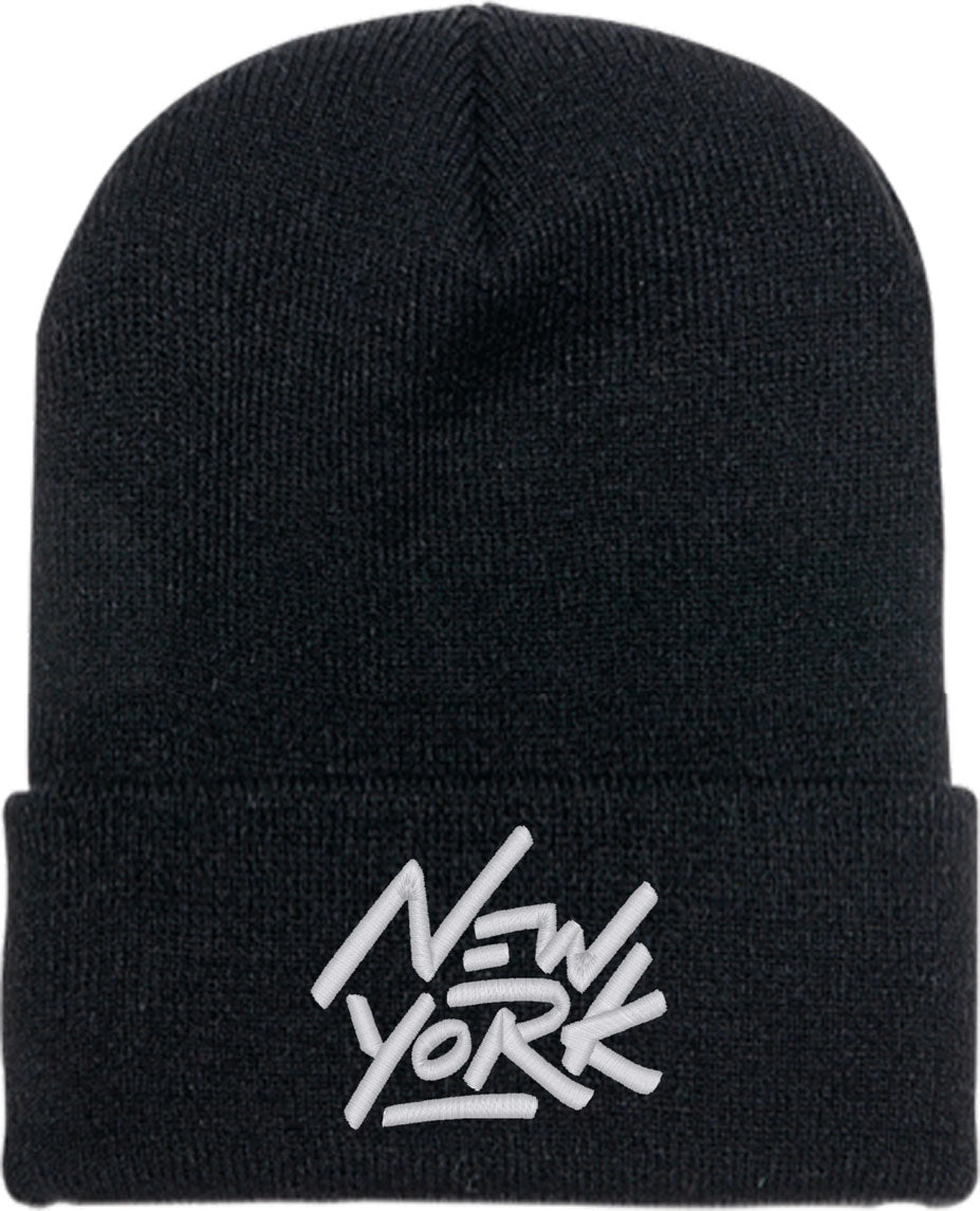 New York Typography Knit Beanie