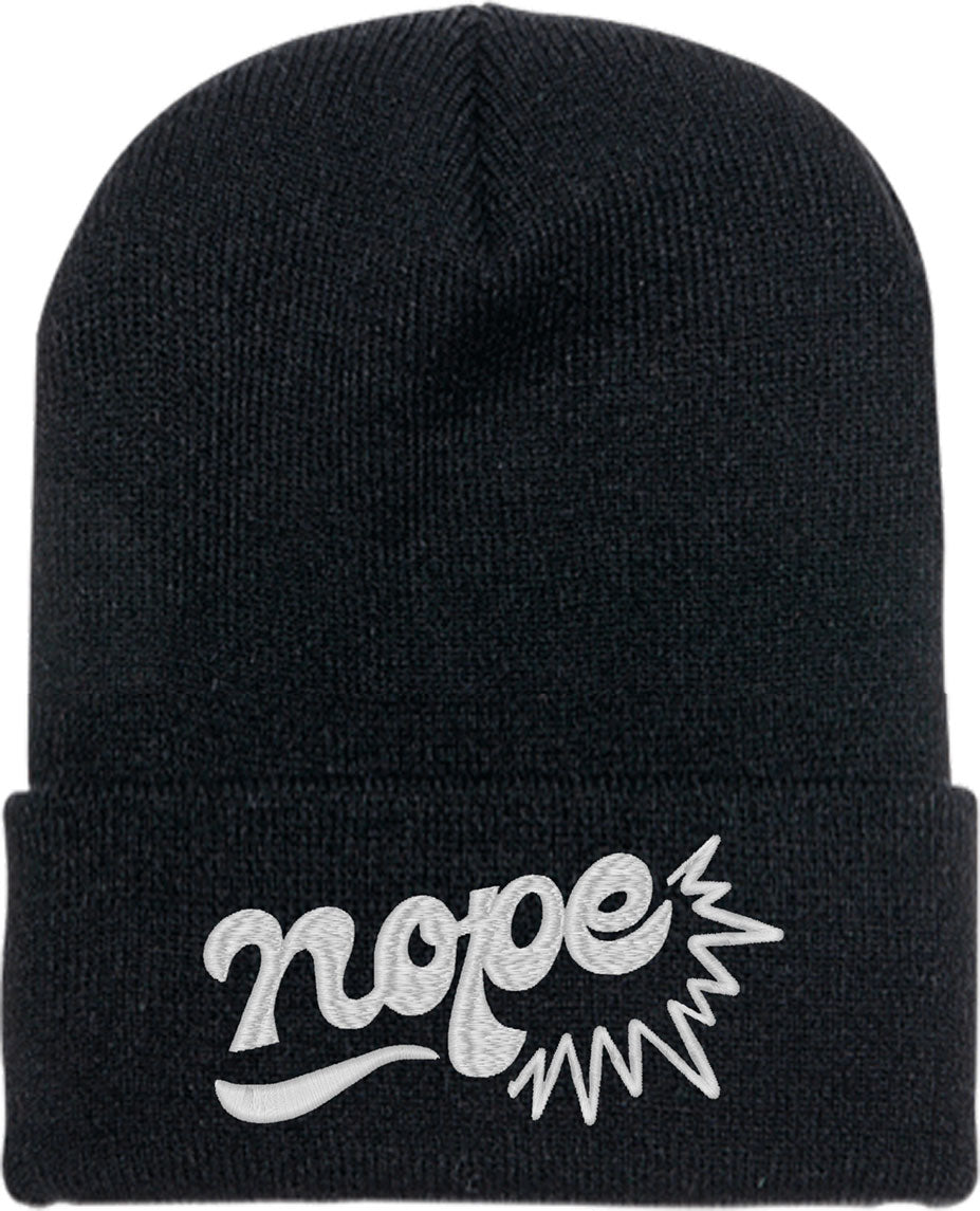 Nope Typography Knit Beanie