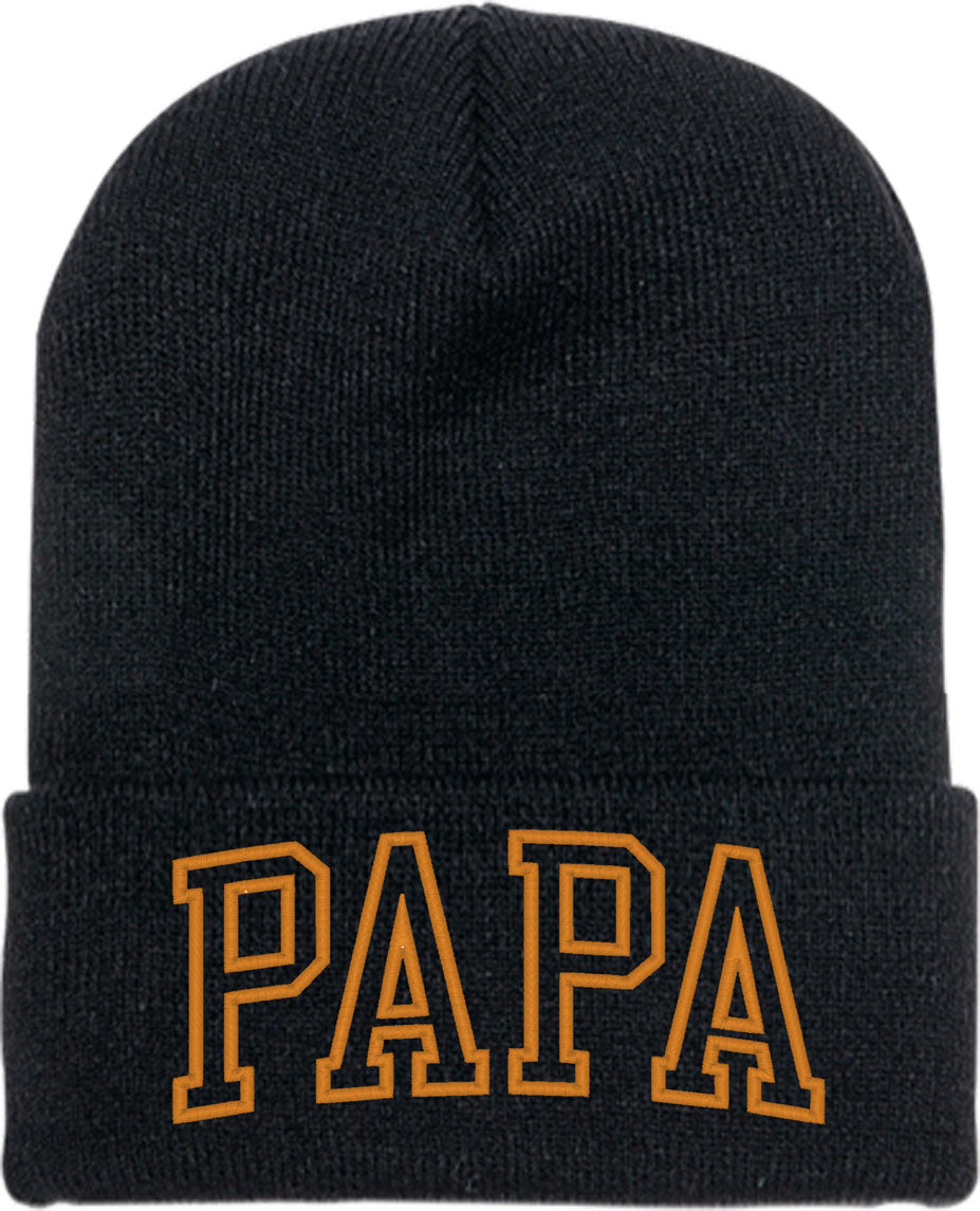 Papa Outline Typography Knit Beanie