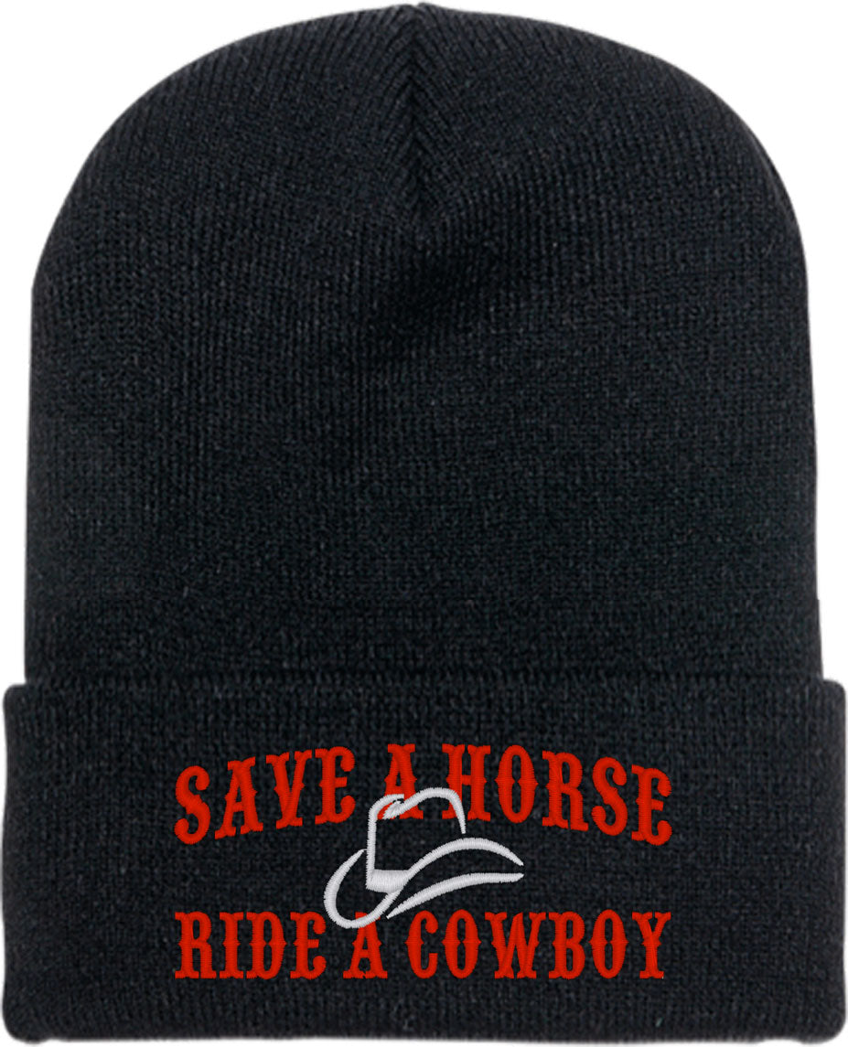 Save A Horse Ride A Cowboy Knit Beanie