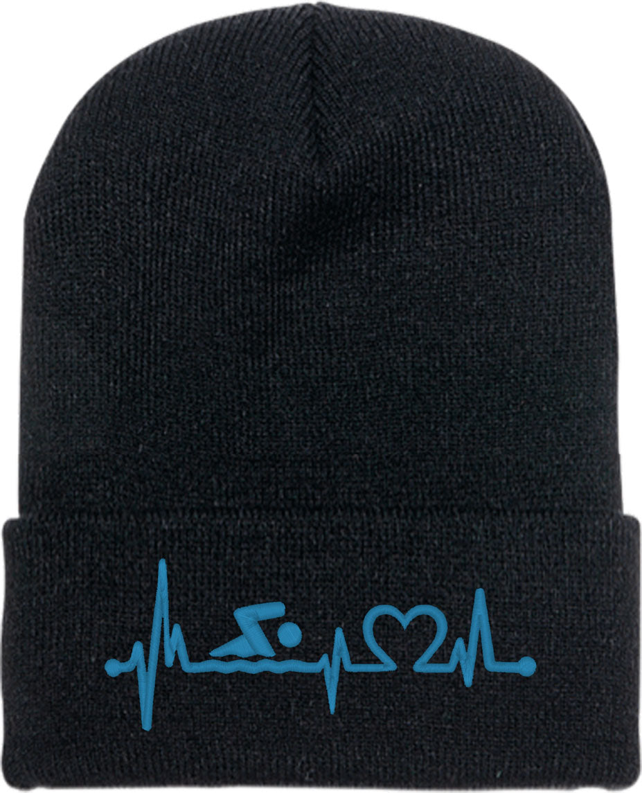 Swimming Heartbeat Lifeline Knit Beanie