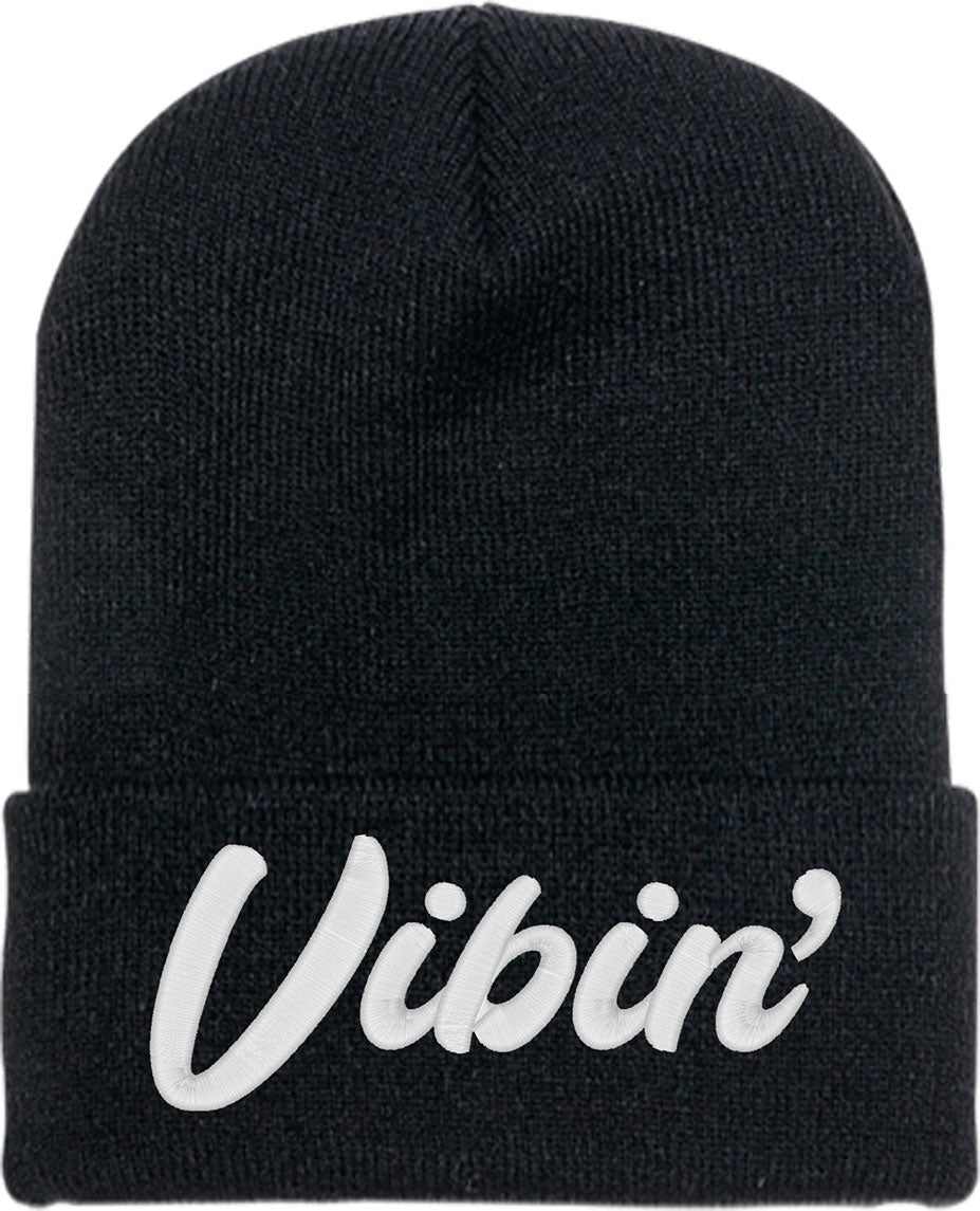 Vibin' Typography Knit Beanie