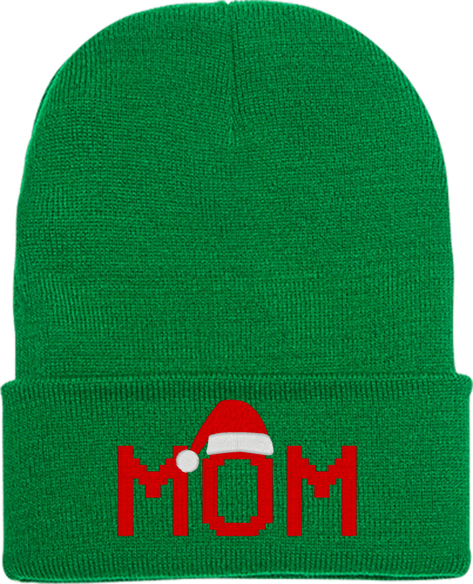 Mom Santa Christmas Family Knit Beanie