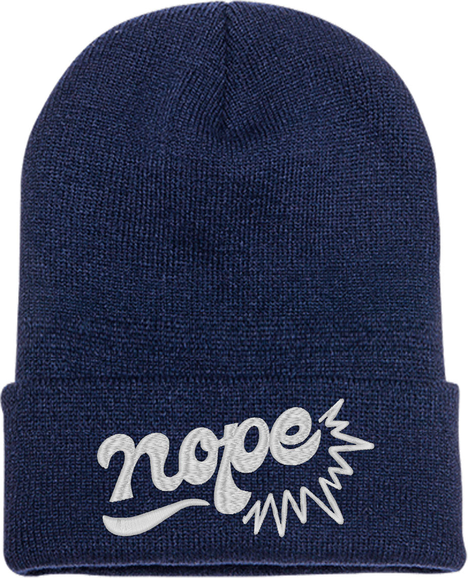 Nope Typography Knit Beanie