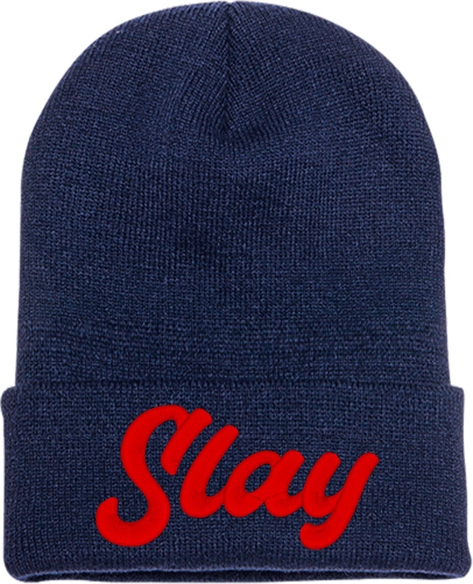Slay Typography Knit Beanie