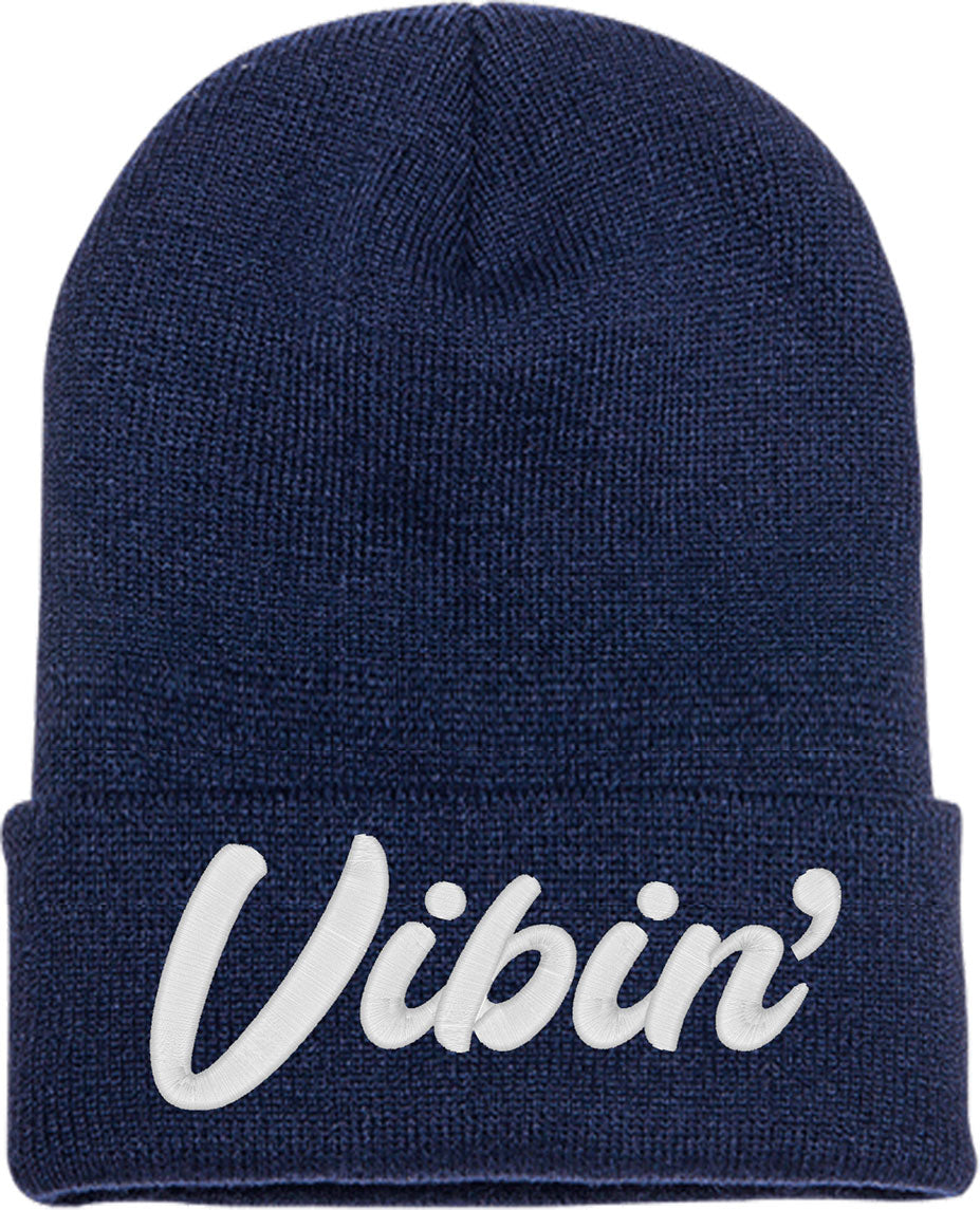 Vibin' Typography Knit Beanie