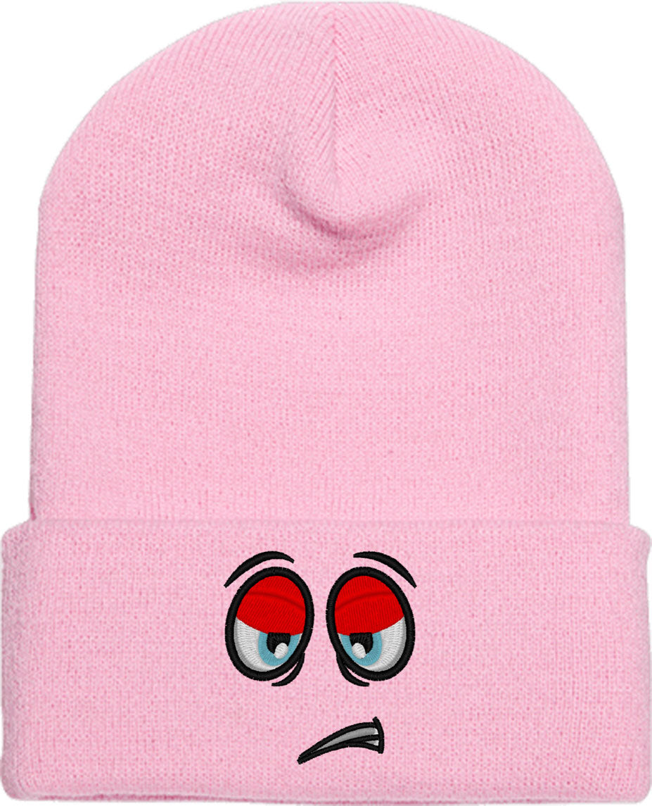 Emoji Bored Face Knit Beanie