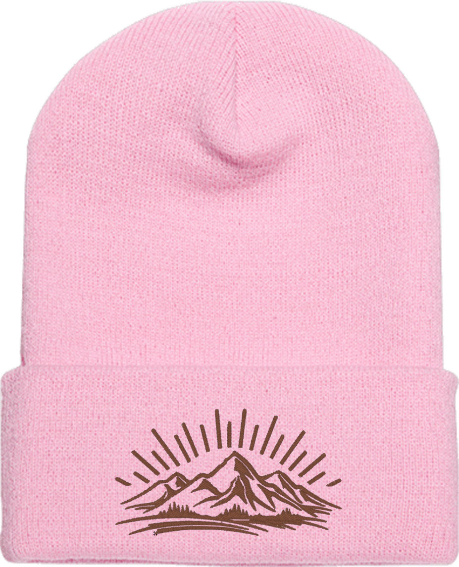 Mountain Outline Silhouette Knit Beanie