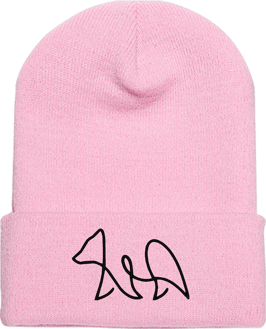 One Line Bear Drawing Knit Beanie