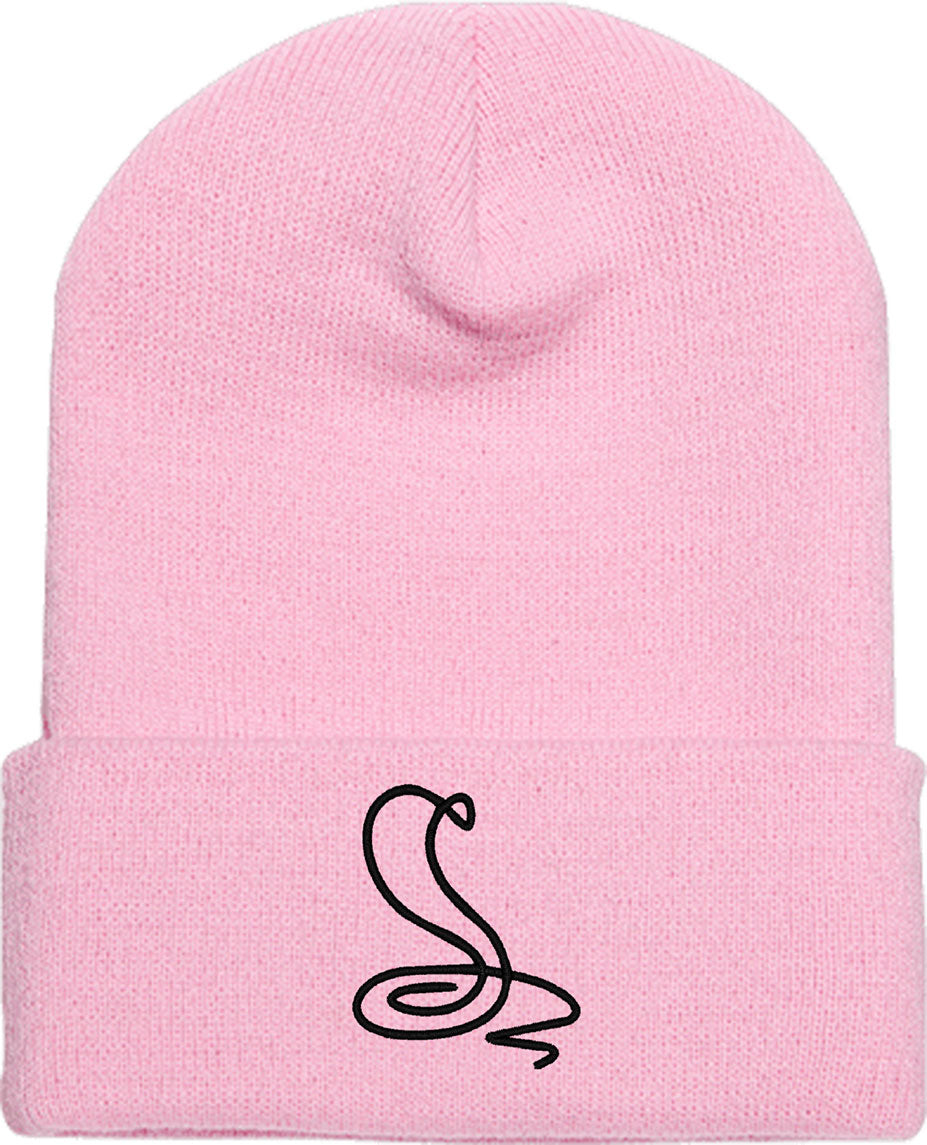 One Line Cobra Drawing Knit Beanie