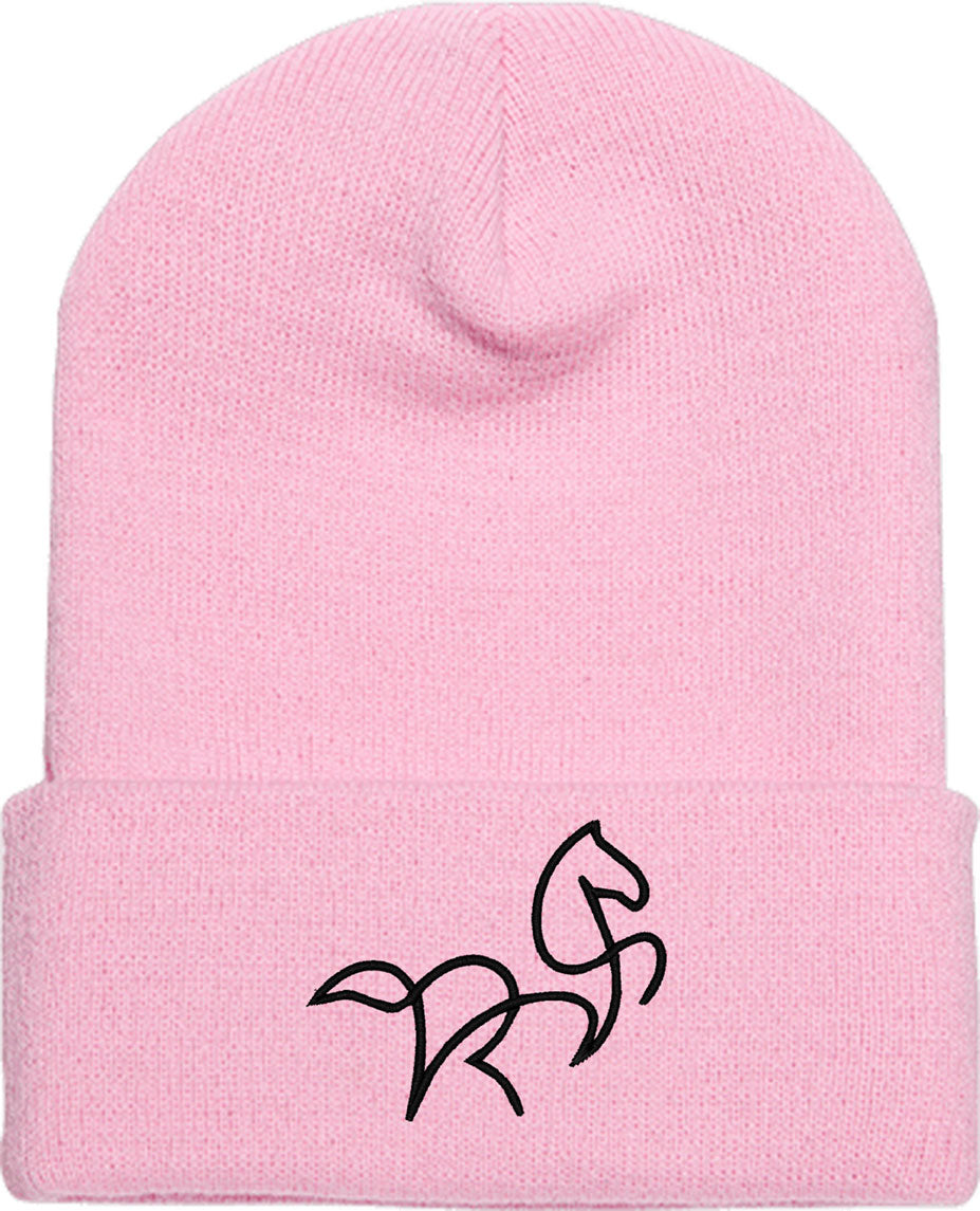 One Line Horse Drawing Knit Beanie