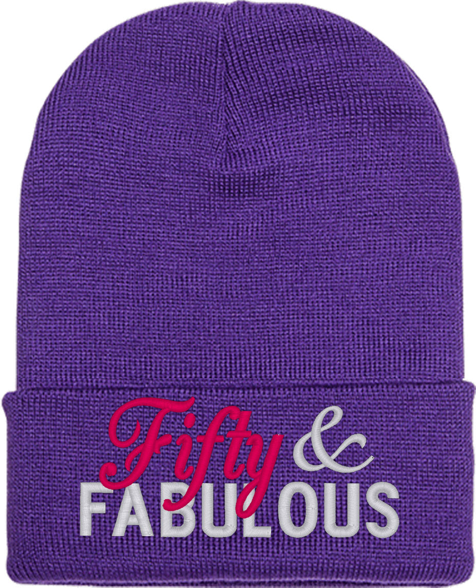 Fifty And Fabulous 50th Birthday Knit Beanie