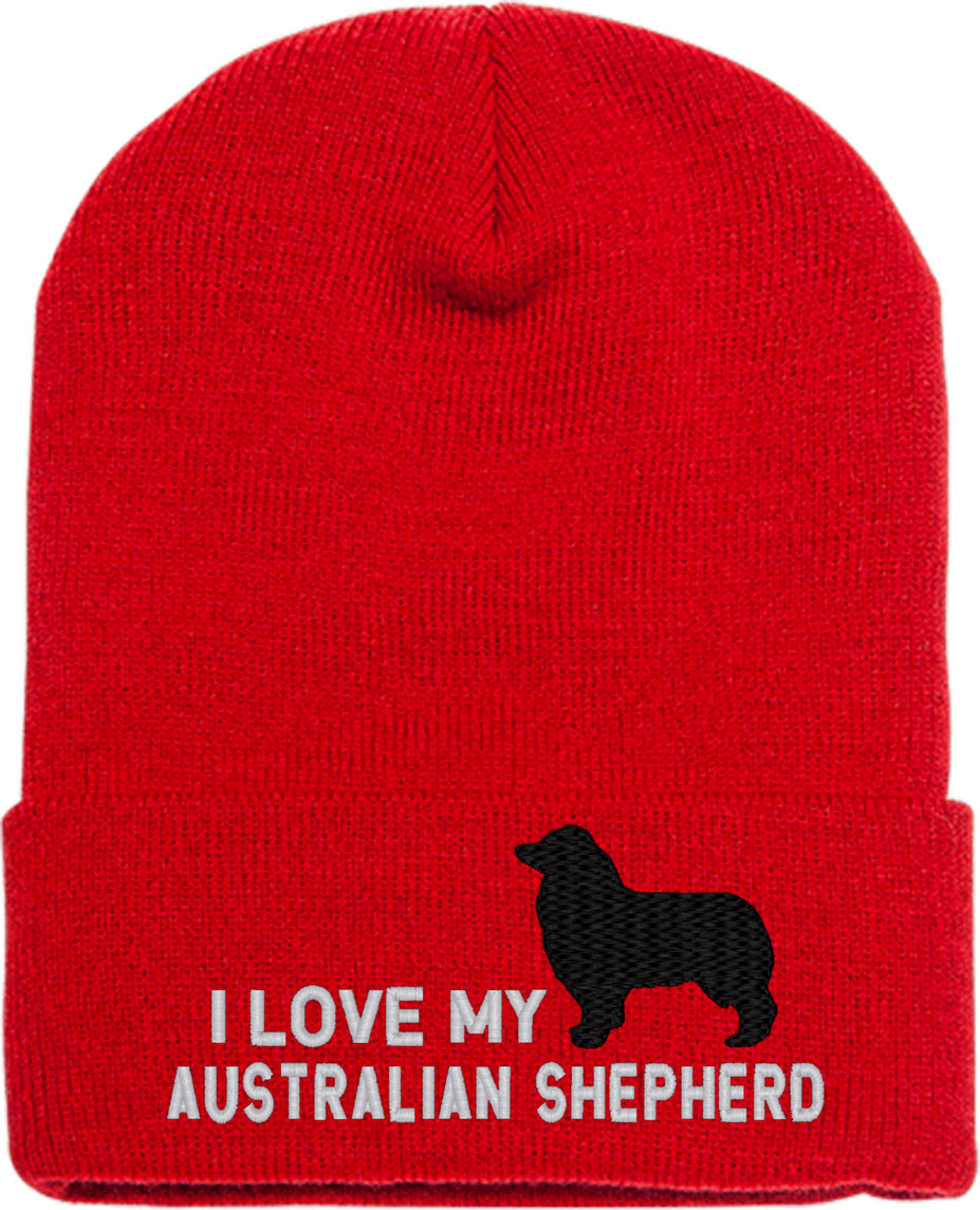 I Love My Australian Shepherd Dog Knit Beanie