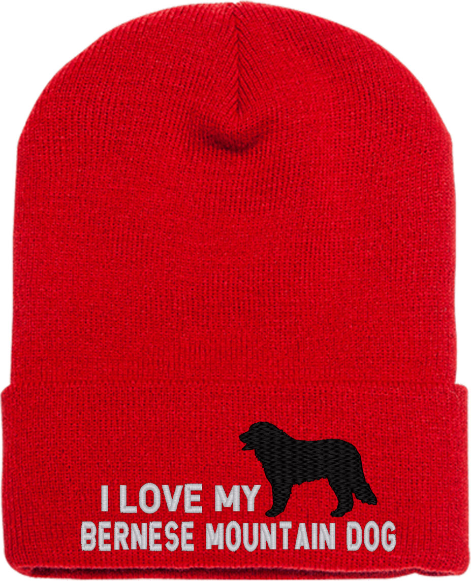 I Love My Bernese Mountain Dog Knit Beanie