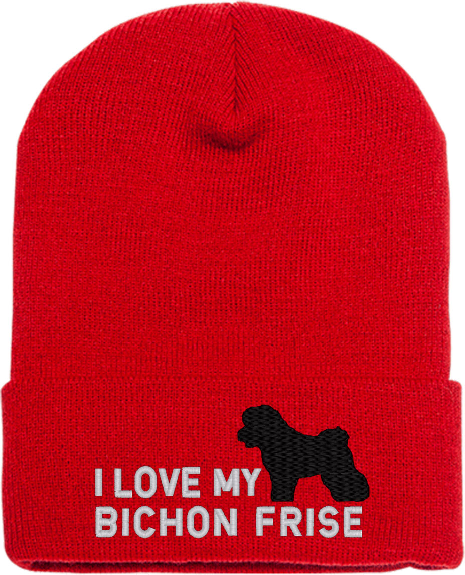 I Love My Bichon Frise Dog Knit Beanie