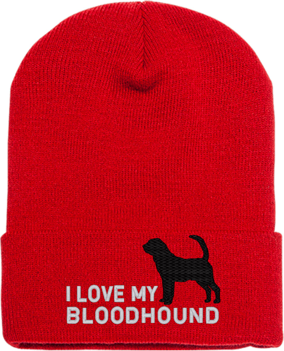 I Love My Bloodhound Dog Knit Beanie