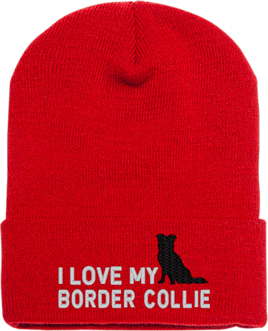 I Love My Border Collie Dog Knit Beanie