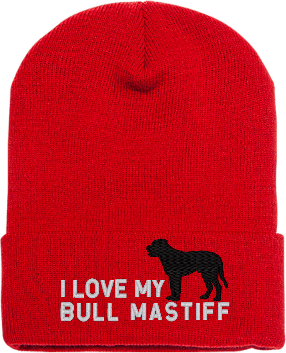 I Love My Bull Mastiff Dog Knit Beanie