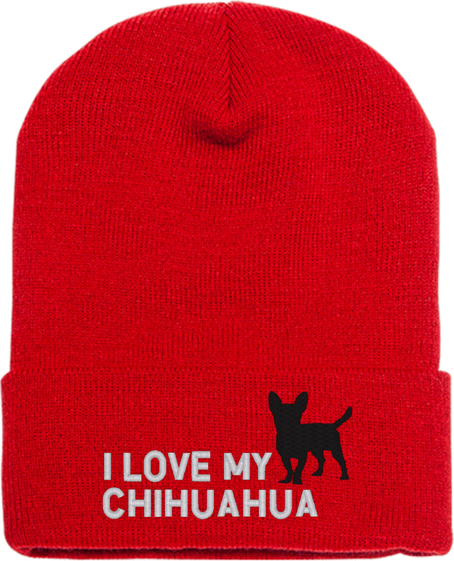 I Love My Chihuahua Dog Knit Beanie