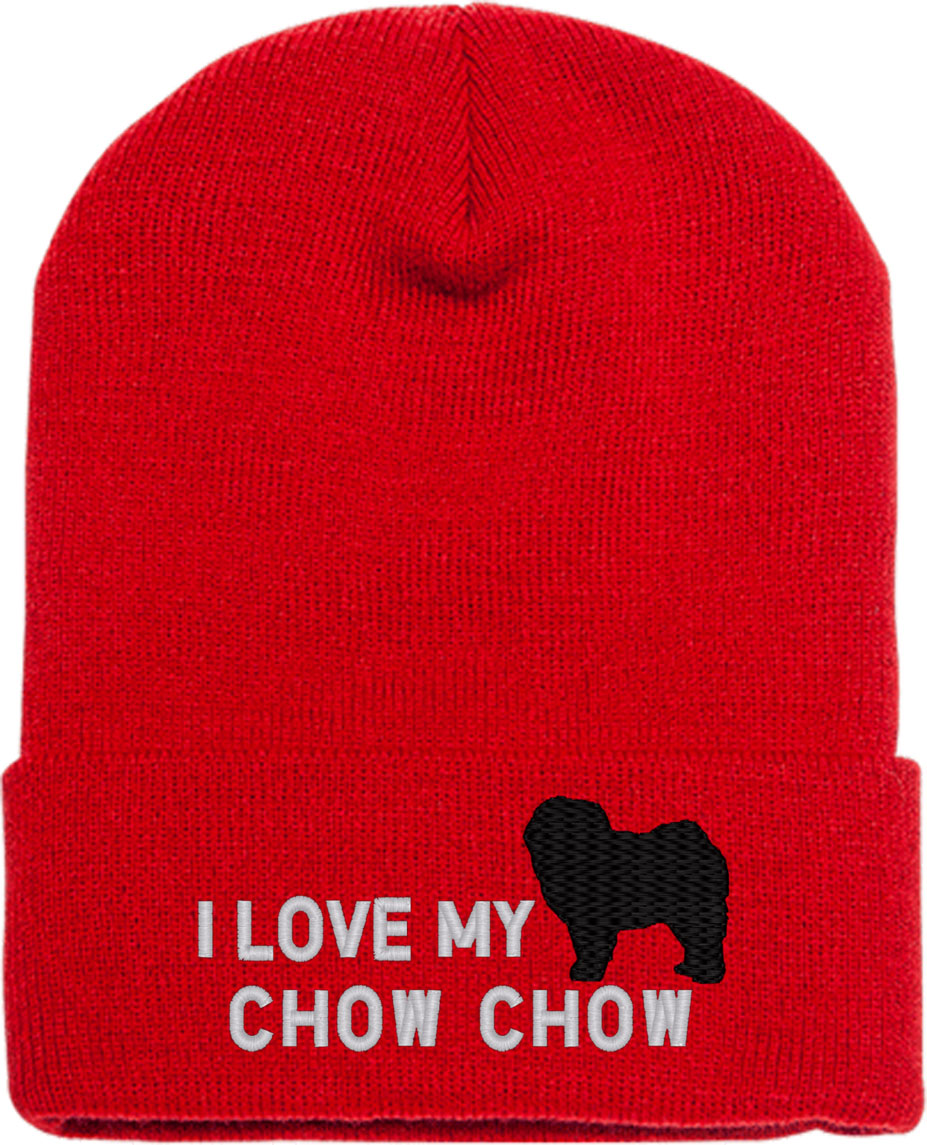 I Love My Chow Chow Dog Knit Beanie