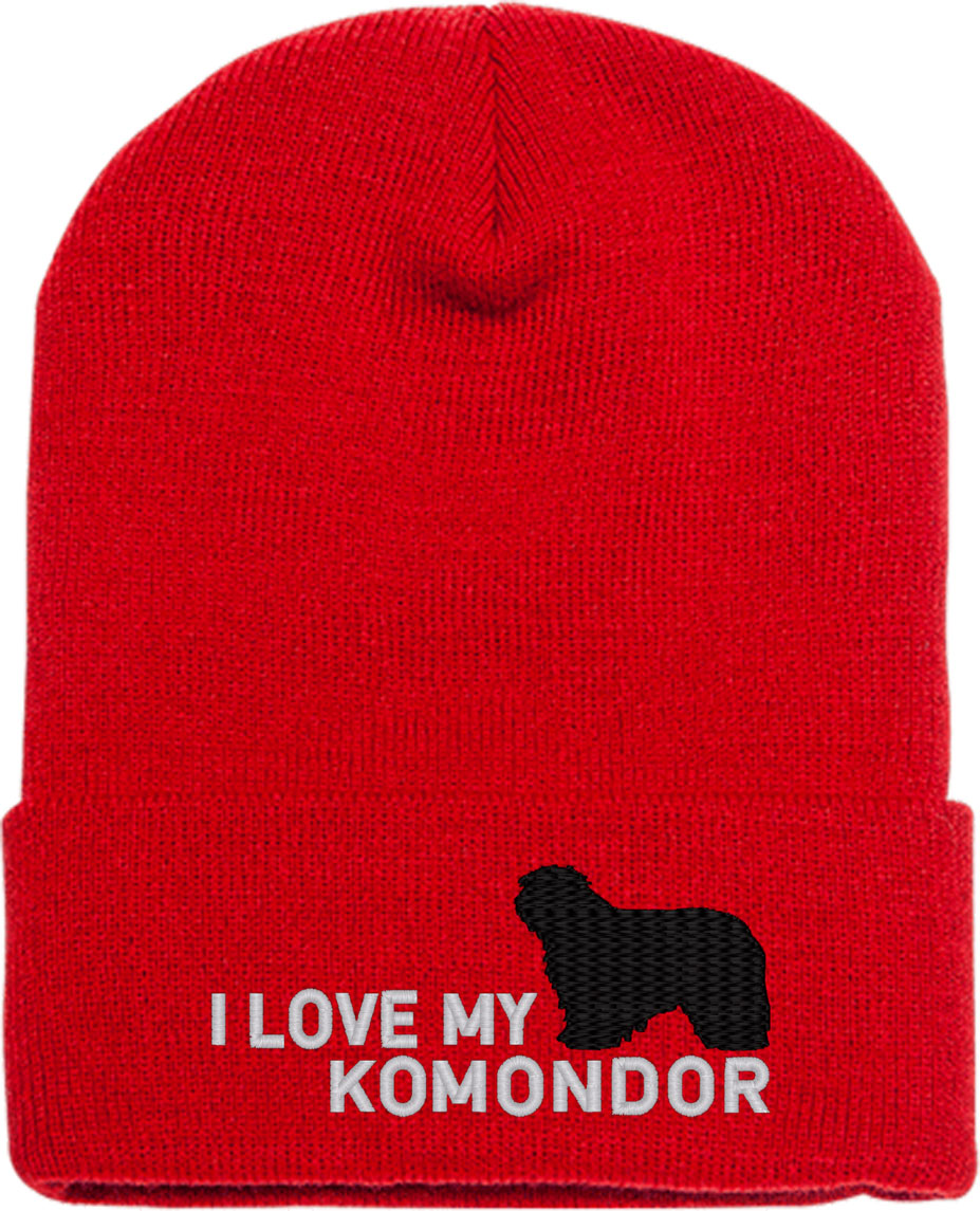 I Love My Komondor Dog Knit Beanie