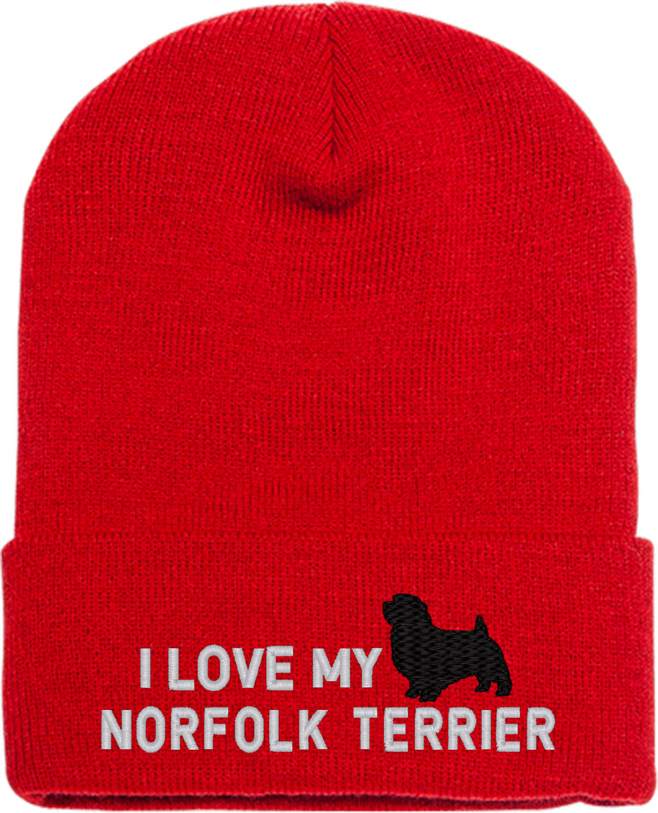 I Love My Norfolk Terrier Dog Knit Beanie