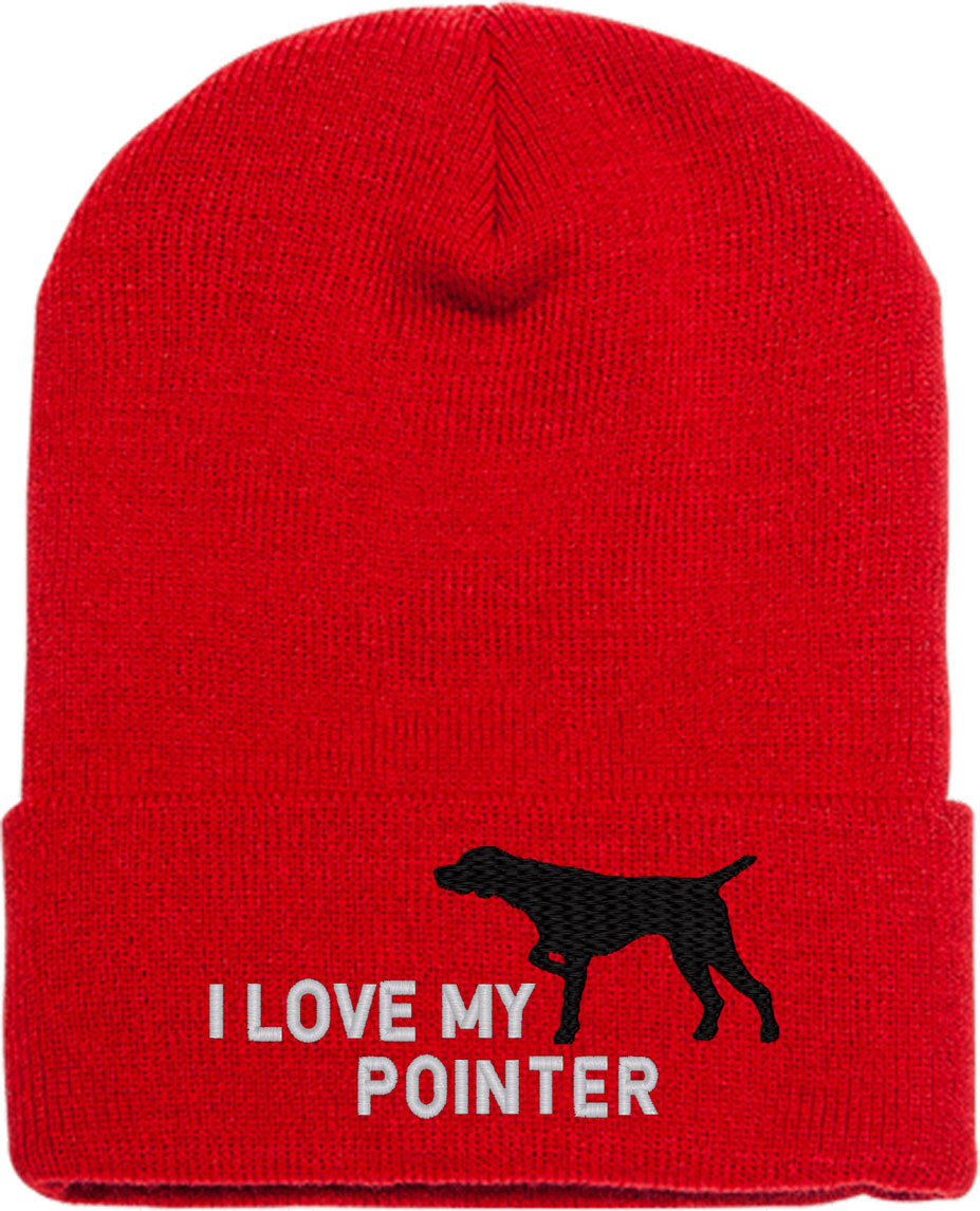 I Love My Pointer Dog Knit Beanie