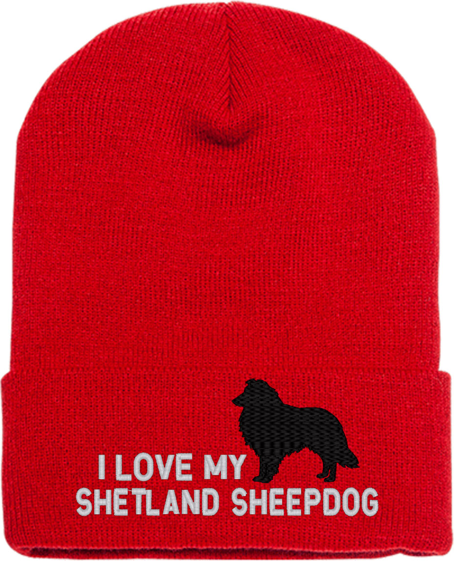 I Love My Shetland Sheepdog Knit Beanie